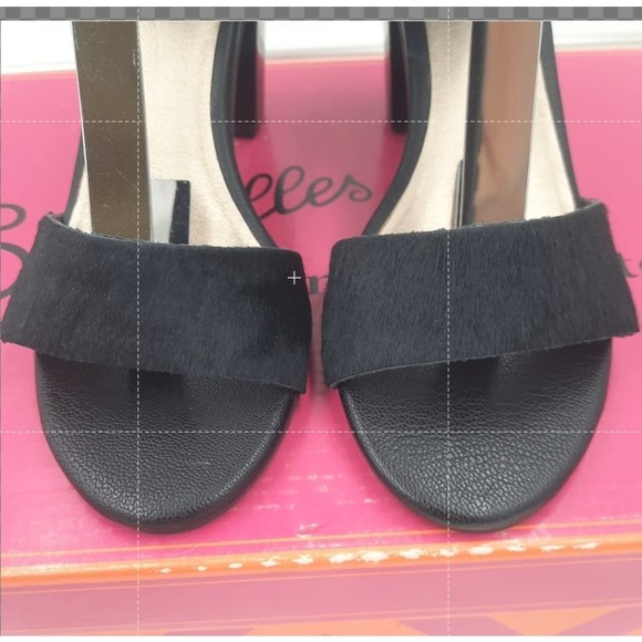 NWB Seychelles Prominent 8 Black Leather Calf Hair Open Toe Heels - Picture 5 of 6